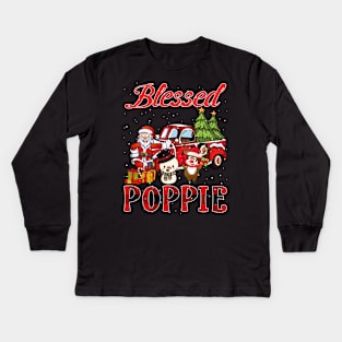 Blessed Poppie Red Plaid Christmas Kids Long Sleeve T-Shirt